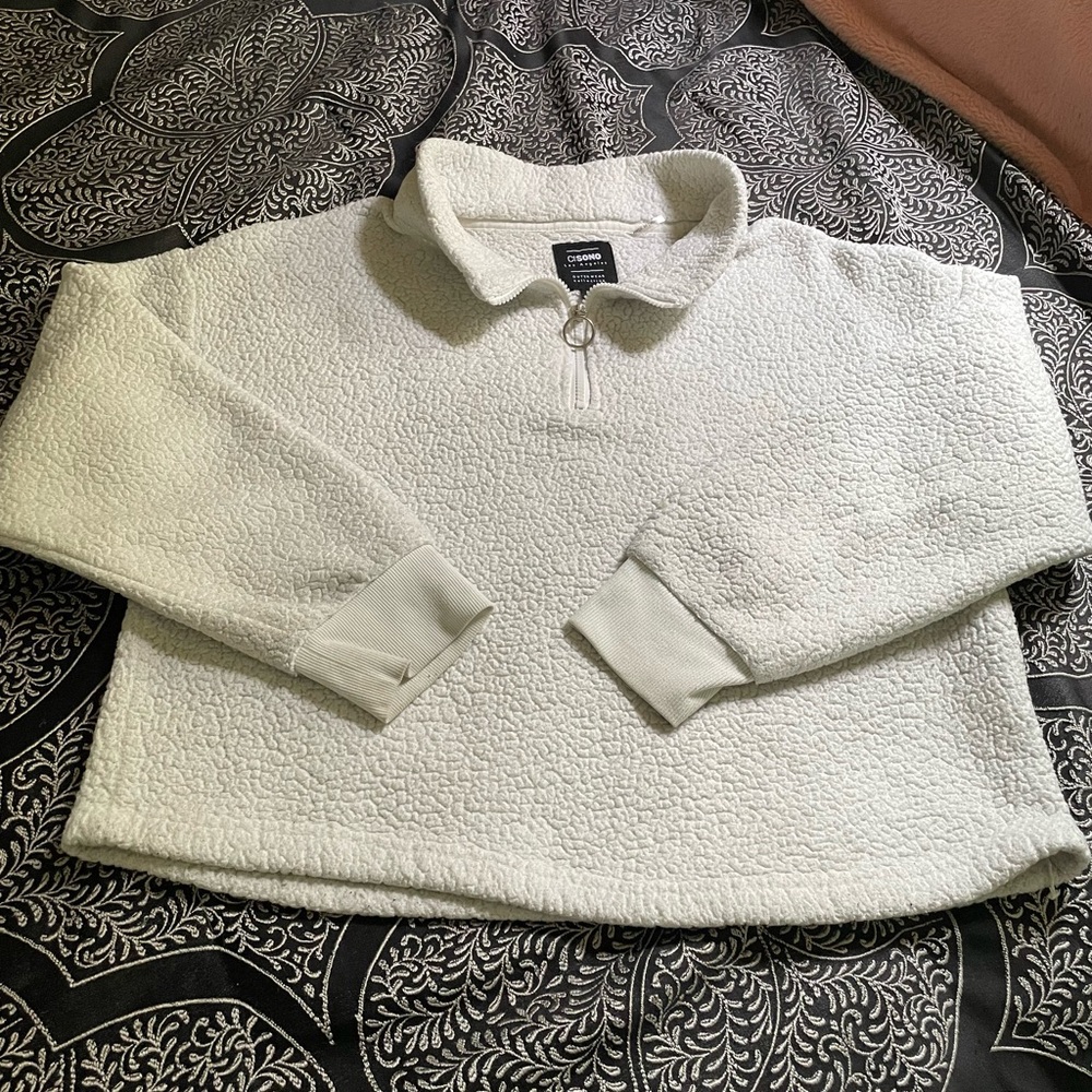 Ci Sono Cream Textured Zip-Up